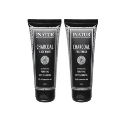 Inatur Combo of 2 Vegan Purifying Deep Cleansing Charcoal Face Wash - 100 ml-image-1