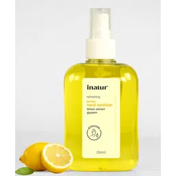 inatur Lemon Hand Sanitizer Spray 250ml | Alcohol-Based, 99.9% Germ Kill | Gentle on Skin & Safe on Surfaces-picture-25