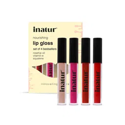 Inatur Set of 4 Lip Gloss - Attitude L4, Glam Pink L5, Cheeky Red L7 & Angelic L2-picture-46