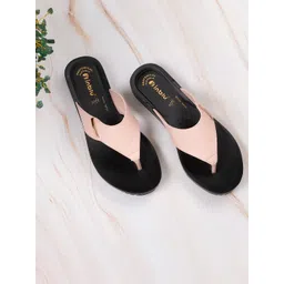 Inblu Textured Lightweight Open Toe T-Strap Flats-image-1