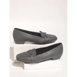 Inc 5 Grey Embellished Work Block Pumps with Buckles-picture-30