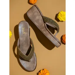 Inc 5 Women Antique Embellished Ethnic Wedge Heels-picture-38