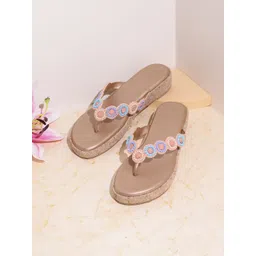 Inc 5 Women Embellished T-Strap Flats-picture-40