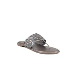 Inc 5 Women Gun Metal Embellished Open Toe Flats-picture-21