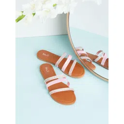 Inc 5 Women Striped Open Toe Flats-picture-26