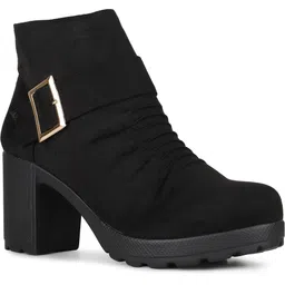 inc.5 Women Black Party Wear Solid Pattern Round Toe Block Heel Ankle Boots Boots For Women-picture-11