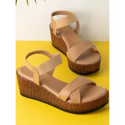 Inc.5 Women's Beige Ankle Strap Wedges-picture-35