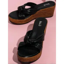 Inc.5 Women's Black Cross Strap Wedges-picture-17