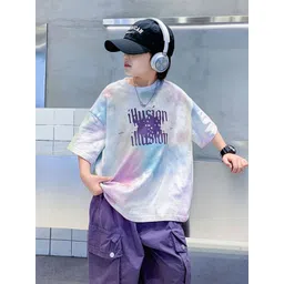 INCLUD Boys Abstract Printed Round Neck Drop Shoulder Sleeves Oversized Cotton T-shirt-picture-11