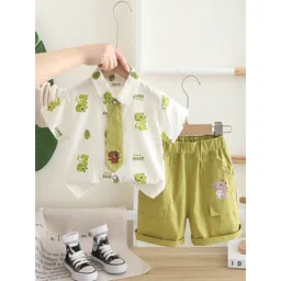 INCLUD Boys Dino Printed Shirt With Tie & Shorts-picture-44