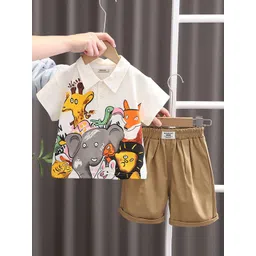 INCLUD Boys Printed Polo Collar T-shirt With Shorts-picture-15