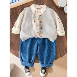 INCLUD Boys Printed Shirt with Trousers & Sleeveless Cardigan-picture-25