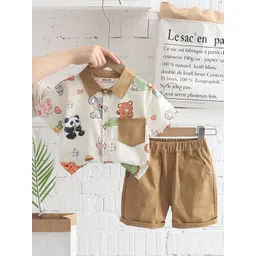 INCLUD Boys Printed Short Sleeves Shirt Collar Cotton Shirt with Shorts-picture-34