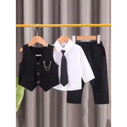 INCLUD Boys Single-Breasted Waistcoat with Shirt & Trousers 4 Piece Suit-picture-34