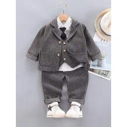 INCLUD Boys Striped Notched Lapel Collar Single-Breasted 4 Pieces Suit-picture-11