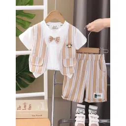 INCLUD Boys Striped Round Neck Short Sleeves T-shirt With Short-picture-57