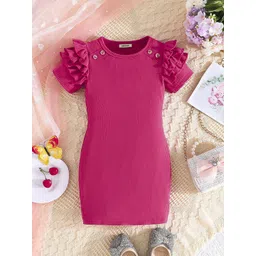 INCLUD Girl Round Neck Puff Sleeves Bodycon Dress-picture-22