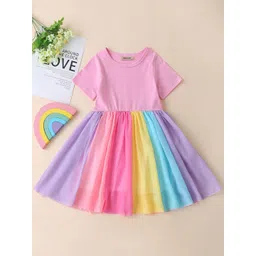INCLUD Girls Colourblocked Fit & Flare Dress-picture-37