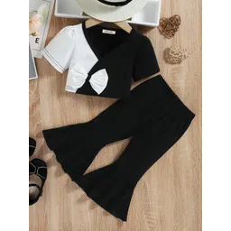 INCLUD Girls Colourblocked V-Neck Top With Trousers-picture-50