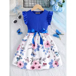 INCLUD Girls Floral Printed Flutter Sleeve Fit & Flare Dress-picture-37