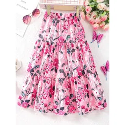 INCLUD Girls Floral Printed Long Elasticated Skirt image 3