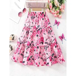 INCLUD Girls Floral Printed Long Elasticated Skirt image 1