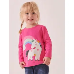 INCLUD Girls Graphic Printed Round Neck Applique T-shirt-picture-46