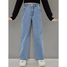 INCLUD Girls High-Rise Straight Fit Clean Look Jeans-picture-45