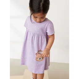 INCLUD Girls Polka Dot Printed Fit & Flare Knee Length Dress-image-45