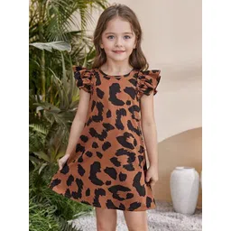 INCLUD Girls Print Flutter Sleeve A-Line Dress-picture-27