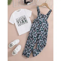 INCLUD Girls Printed Dungaree With T-Shirt-picture-28