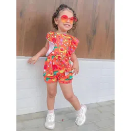 INCLUD Girls Printed Round Neck Top With Shorts-picture-20