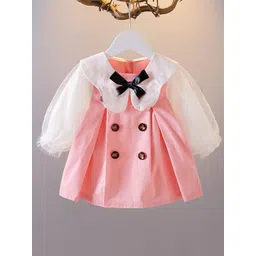 INCLUD Girls Puff Sleeves Peter Pan Collar Cotton Cambric Bow Fit & Flare Dress-picture-35