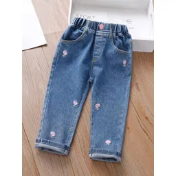 INCLUD Girls Regular Fit Mid-Rise Embroidered Stretchable Jeans-image-40