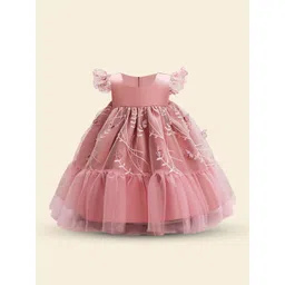 INCLUD Girls Round Neck Flutter Sleeve A-Line Dress-picture-30