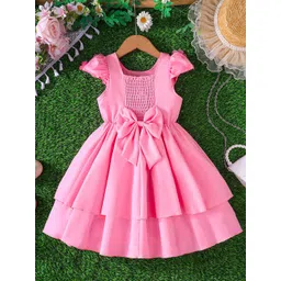 INCLUD Girls Smocked Floral Applique Knee Length Fit & Flare Dress-picture-43