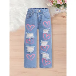 INCLUD Girls Straight Fit Low Distress Light Fade Jeans-picture-39