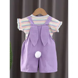 INCLUD Girls Striped Dungarees With T-Shirt-picture-46