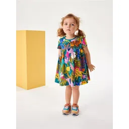 INCLUD Girls Tropical Printed Fit & Flare Dress-picture-43