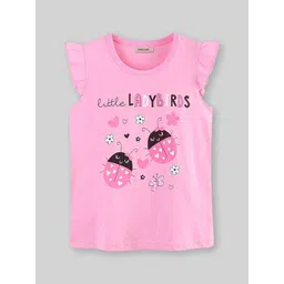 INCLUD Girls Typography Printed Cap Sleeves Cotton T-shirt-picture-39