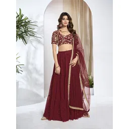 Inddus Embroidered Semi-Stitched Lehenga & Unstitched Blouse With Dupatta-picture-14