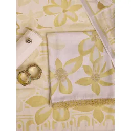 Inddus Floral Printed Sequinned Linen Unstitched Dress Material-picture-20