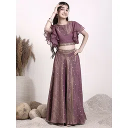 Inddus Girls Embroidered Sequinned Ready to Wear Lehenga & Blouse-image-29