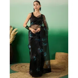 Inddus Women Floral Printed Organza Saree-picture-23