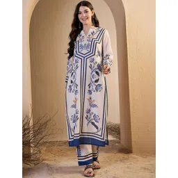 Inddus Women Floral Printed Regular Kurta with Trousers-picture-20