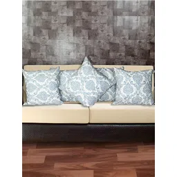 INDHOME LIFE Blue & White 5 Pieces Ethnic Motifs Reversible Cotton Square Cushion Covers-picture-14