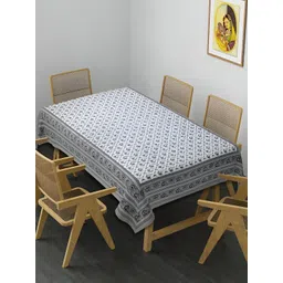 INDHOME LIFE Grey Floral Cotton Rectangle 6-Seater Table Cover-picture-19