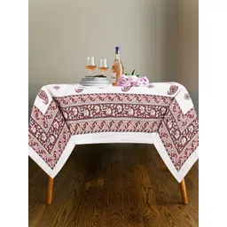INDHOME LIFE Maroon Printed Pure Cotton 6-Seater Table Cover-picture-15