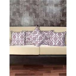 INDHOME LIFE Pink & White 5 Pieces Ethnic Motifs Reversible Cotton Square Cushion Covers-picture-15
