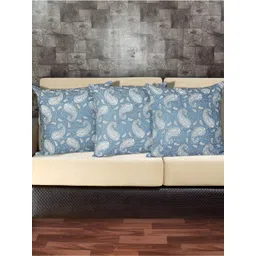 INDHOME LIFE Turquoise Blue & White 3 Pieces Ethnic Motifs Square Cushion Covers-picture-27